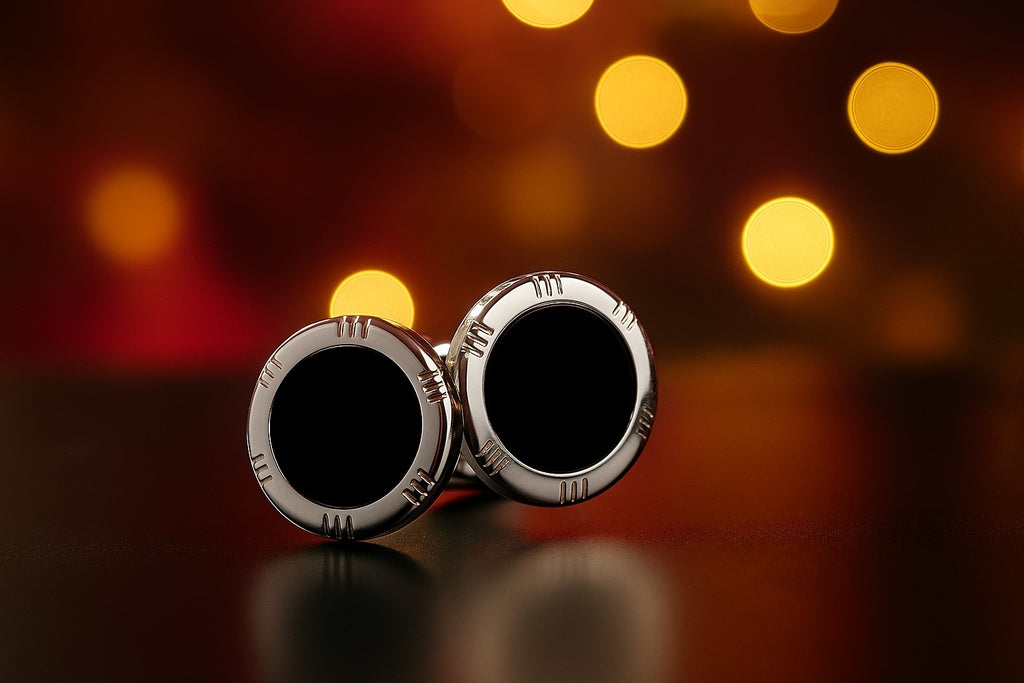 Black Round Cufflinks for Men