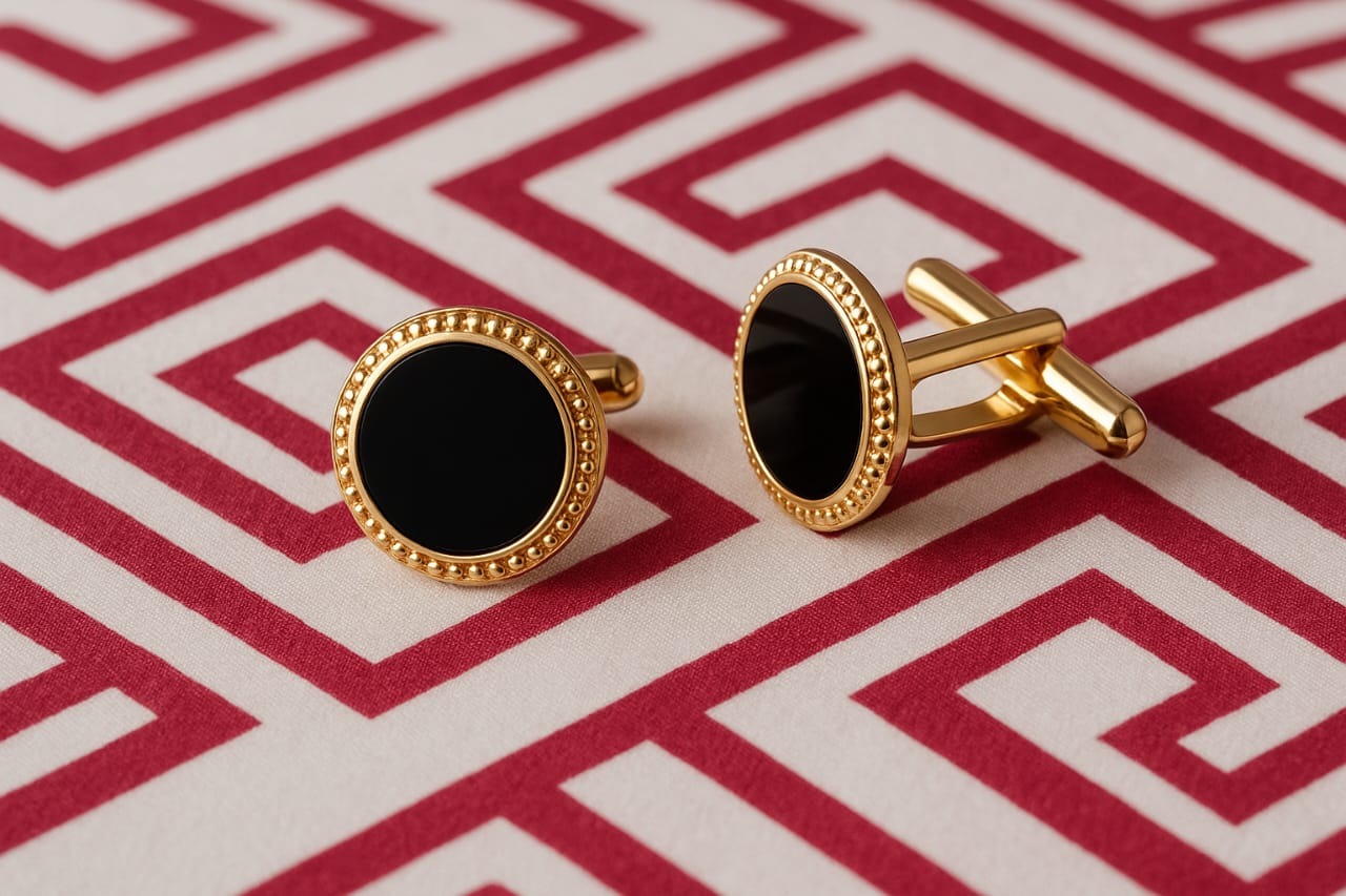 Black Round Cufflinks for Men