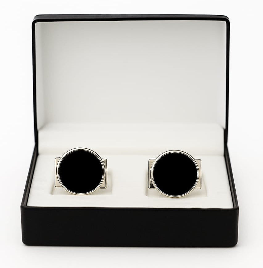 Black Round Cufflinks for Men