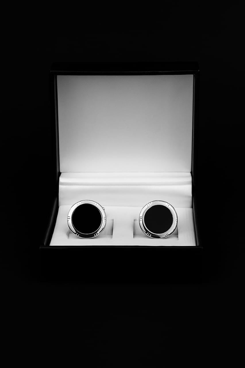 Black Round Cufflinks for Men